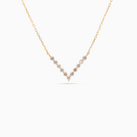 18K Yellow Gold 11-Stone Diamond Pendant Necklace – 0.30ct.