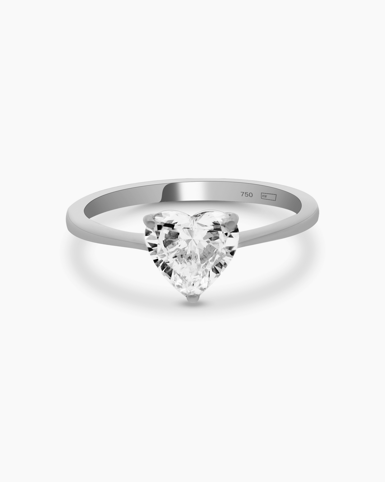 18K White Gold Heart Lab-Grown Diamond Ring – 1.00ct.