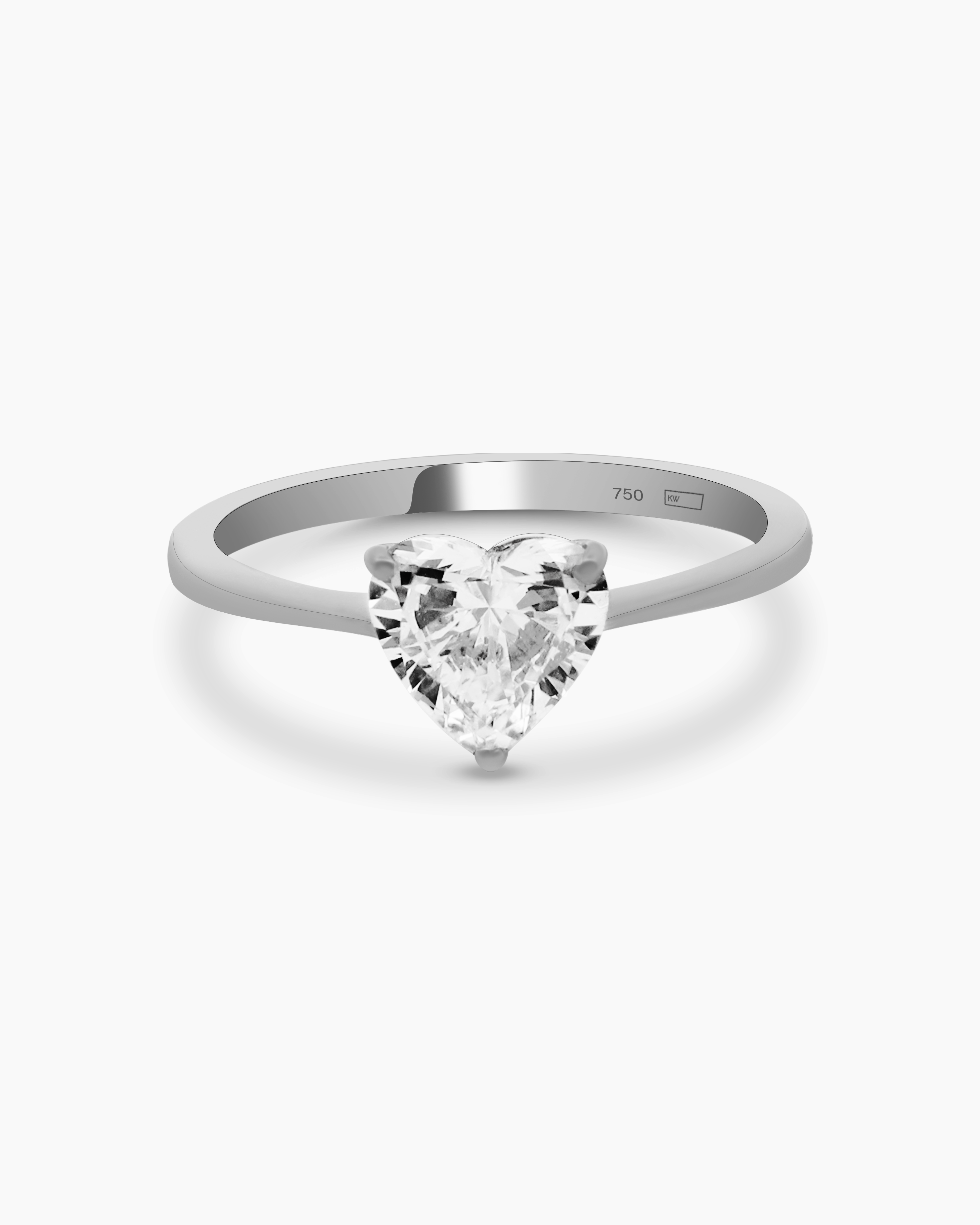18K White Gold Heart Lab-Grown Diamond Ring – 1.00ct.