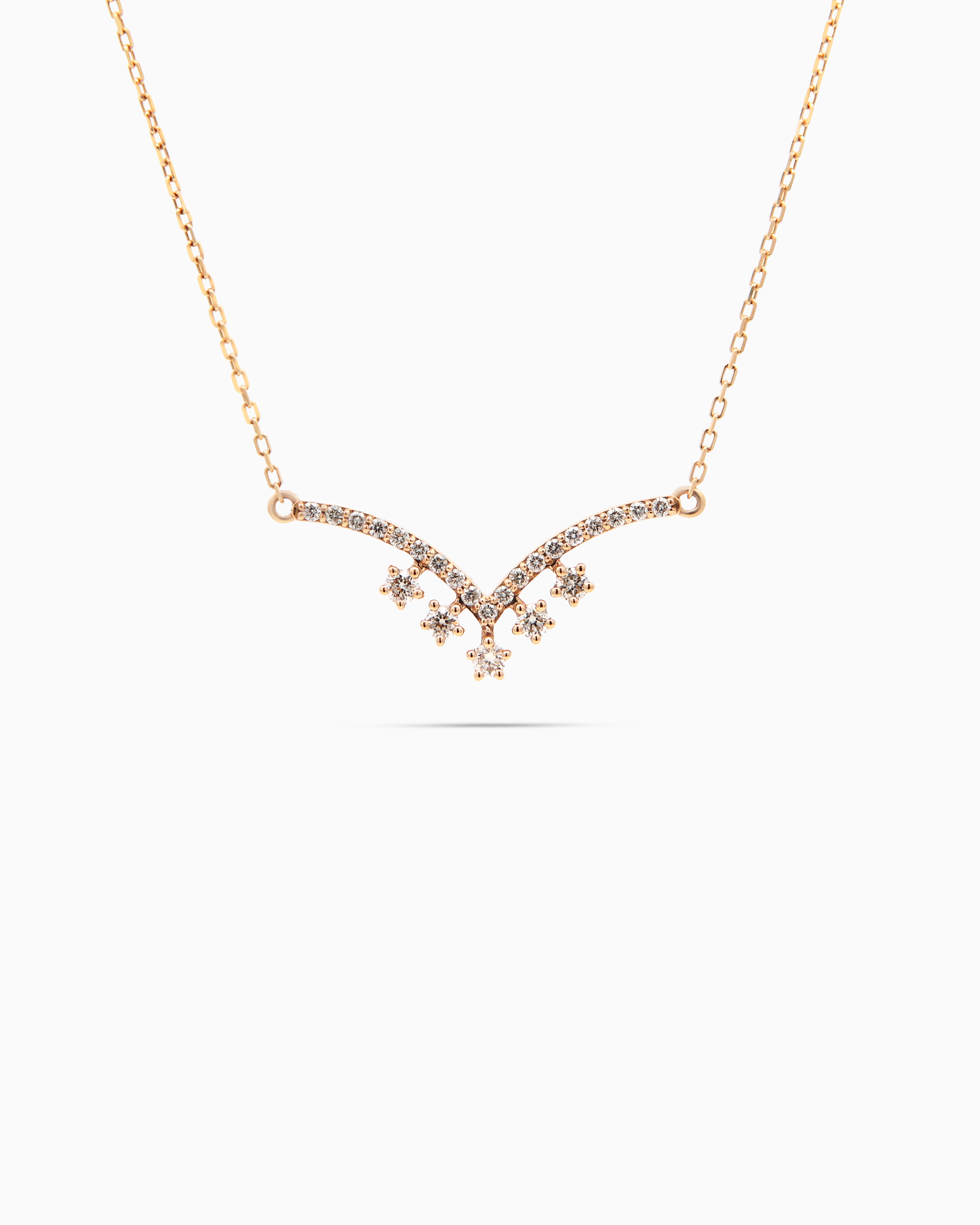 18K Gold 24-Stone Diamond Pendant Necklace – 0.30ct.