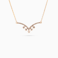18K Gold 24-Stone Diamond Pendant Necklace – 0.30ct.