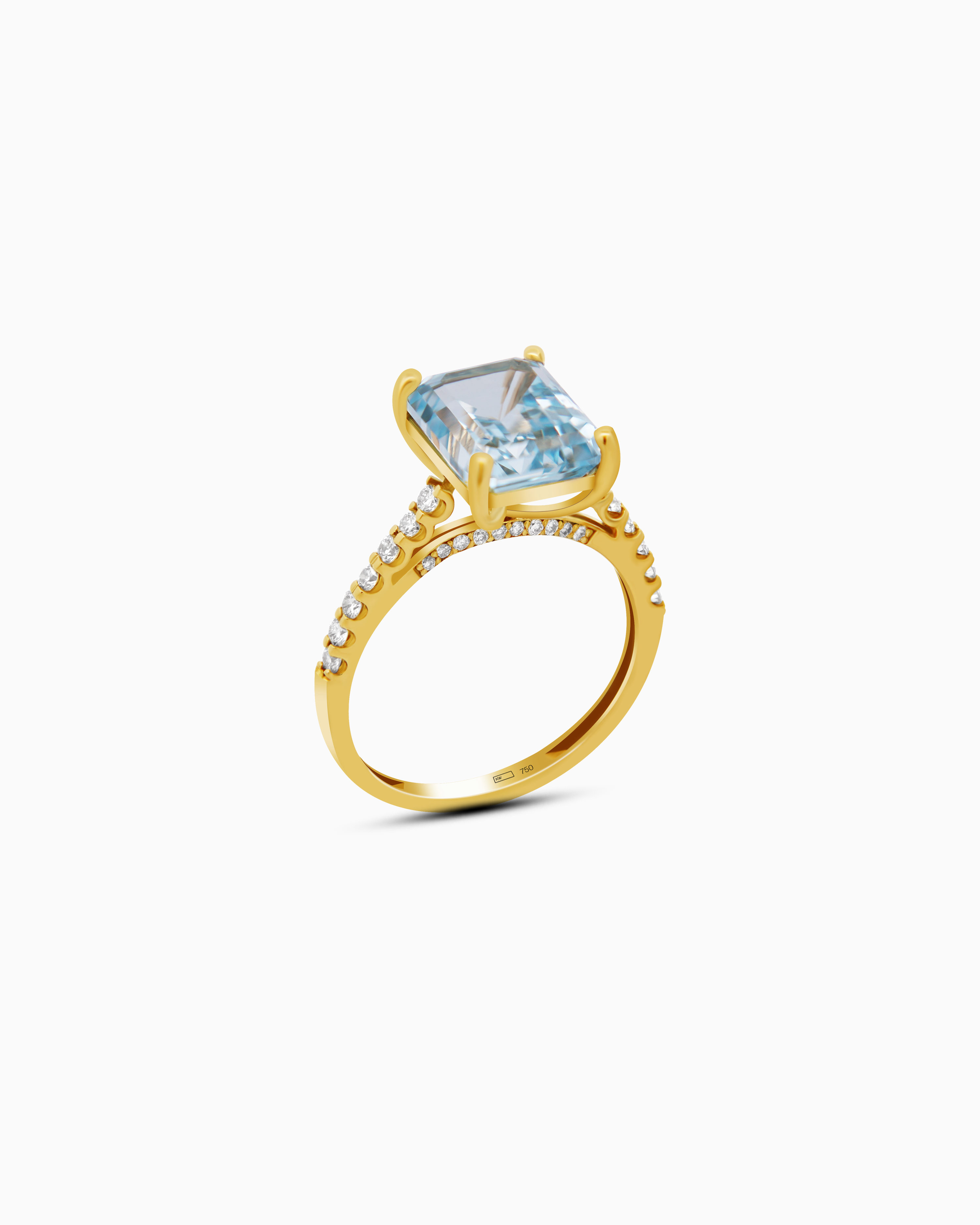 5.10 CT Emerald Cut Lab Grown Sapphire Ring – 18K Yellow Gold