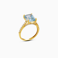 5.10 CT Emerald Cut Lab Grown Sapphire Ring – 18K Yellow Gold