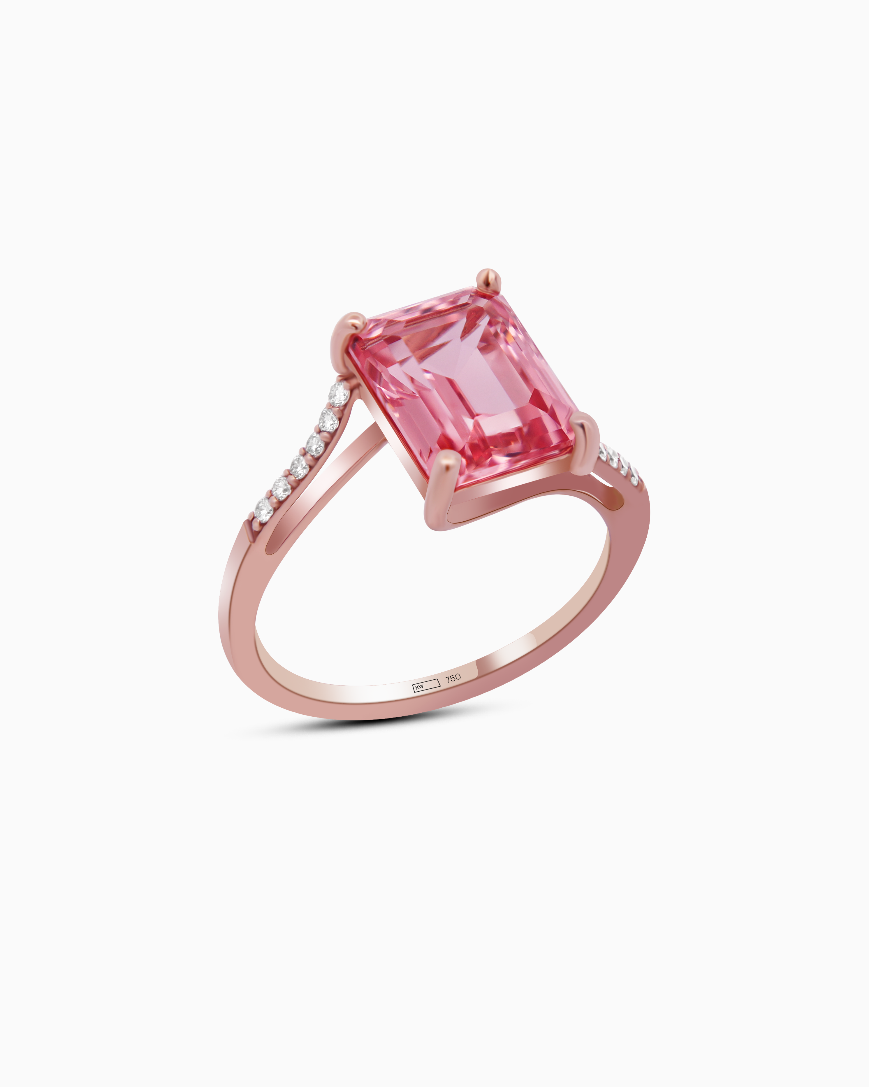 Rose Mirror Blue Sapphire Ring (Emerald Cut)