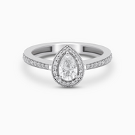 18K White Gold Pear Halo Lab-Grown Diamond Ring – 0.70ct.