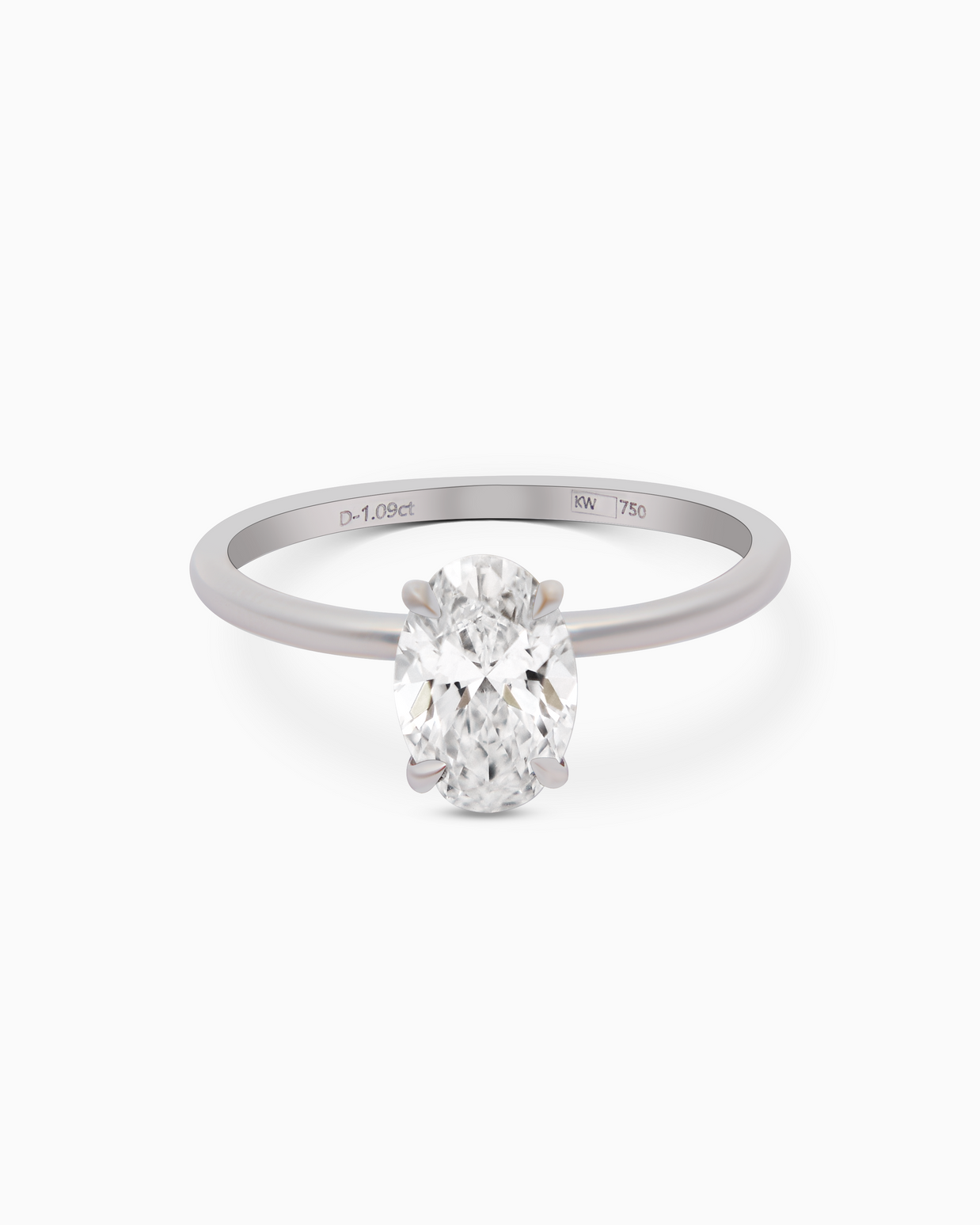 18K White Gold Oval Lab-Grown Diamond Ring – 1.00ct.