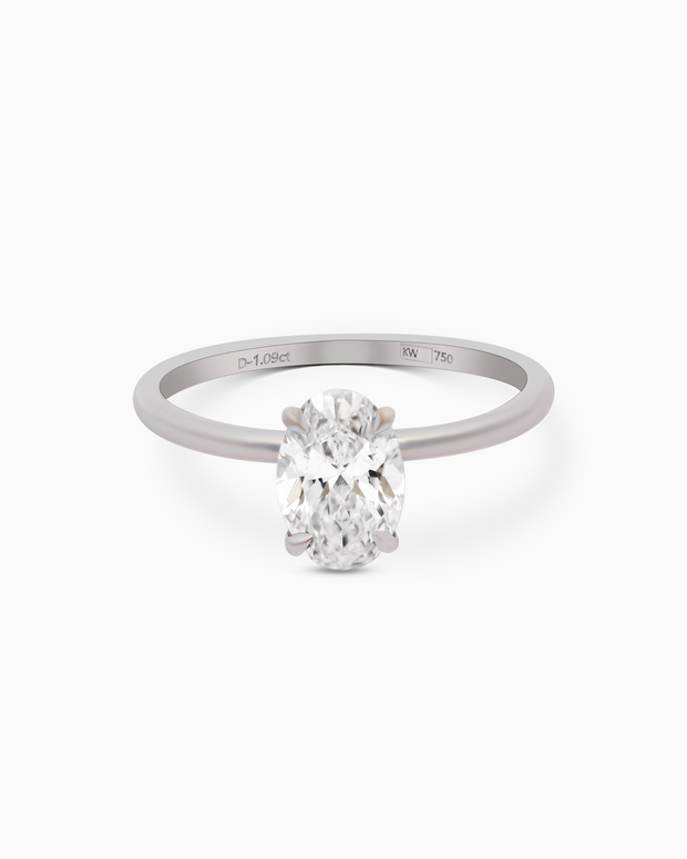 18K White Gold Oval Lab-Grown Diamond Ring – 1.00ct.