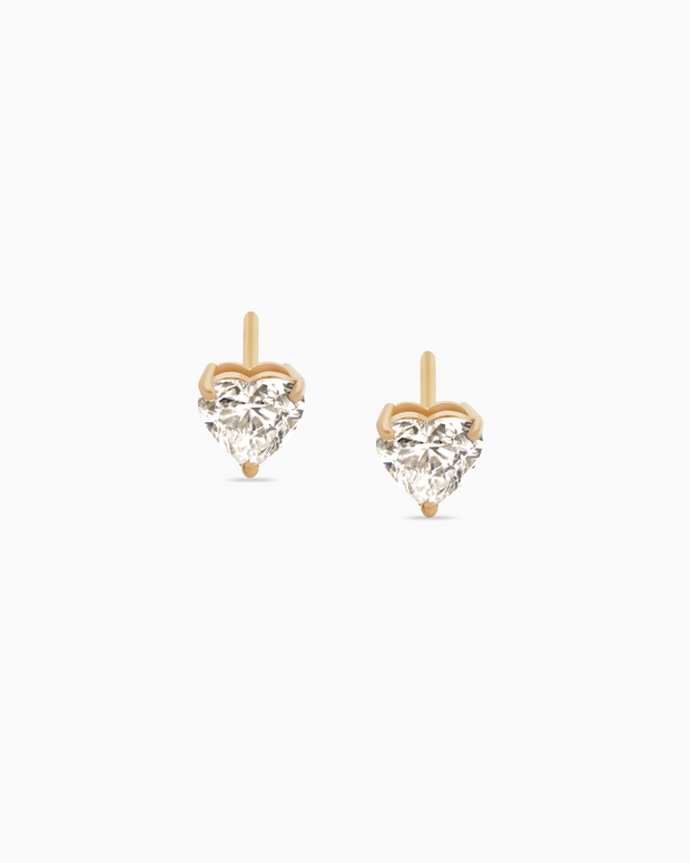 18K Yellow Gold Heart Lab-Grown Diamond Stud Earrings – 1.00ct.