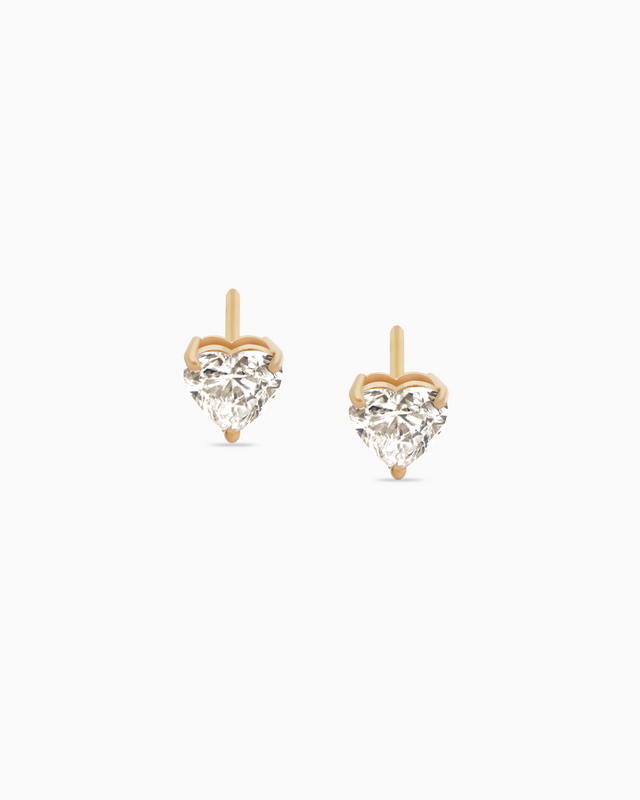 18K Yellow Gold Heart Lab-Grown Diamond Stud Earrings – 1.00ct.