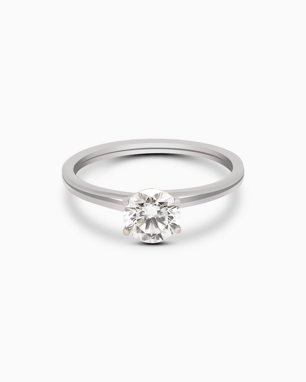 18K White Gold Round Lab-Grown Diamond Solitaire Ring – 0.70ct.