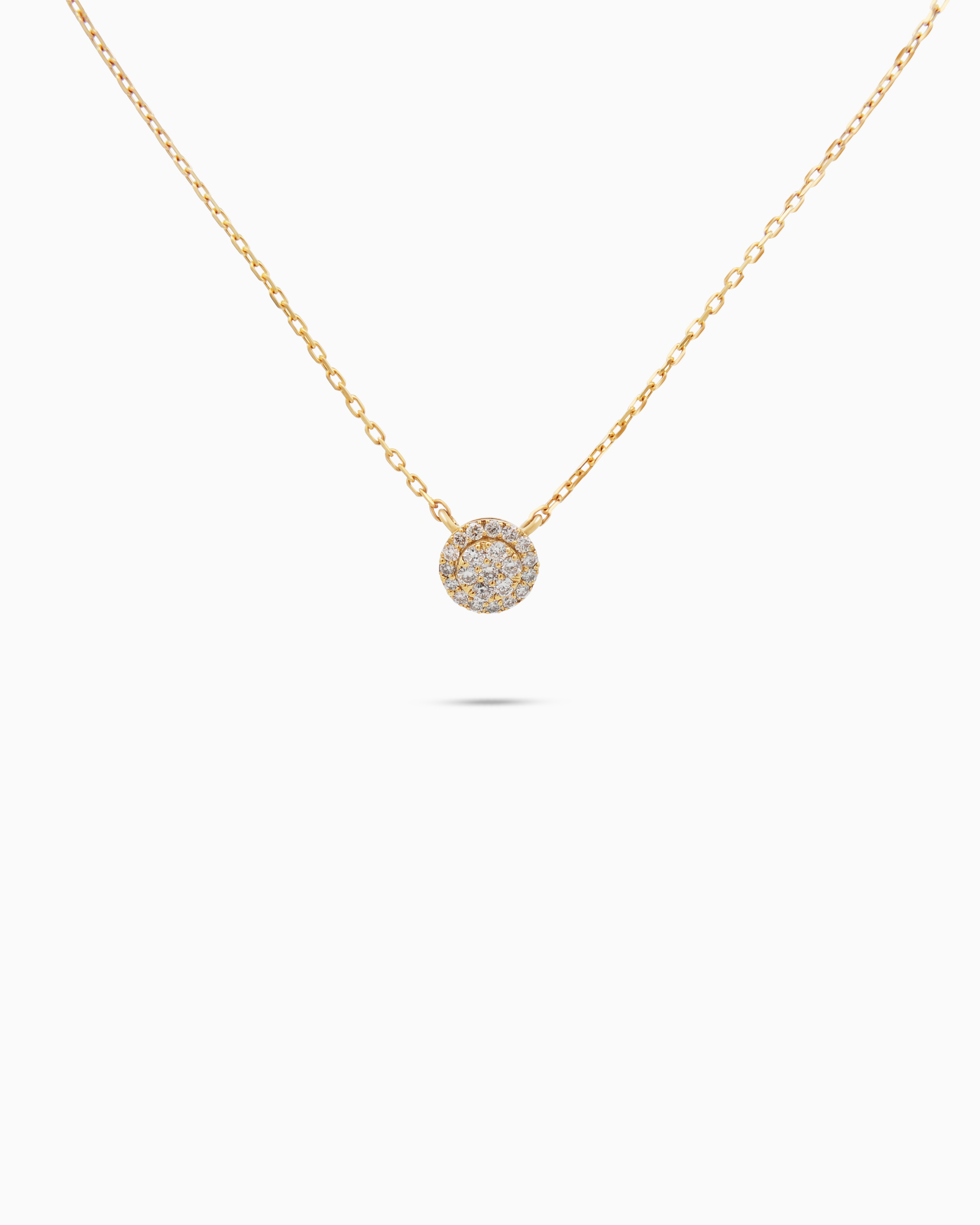 18K Yellow Gold Round Diamond Pendant Necklace – 0.10ct.