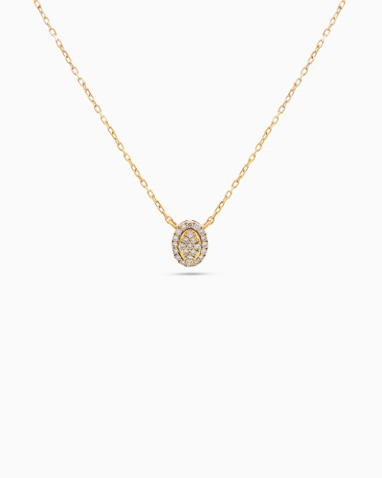18K Yellow Gold Round Diamond Pendant Necklace – 0.10ct.