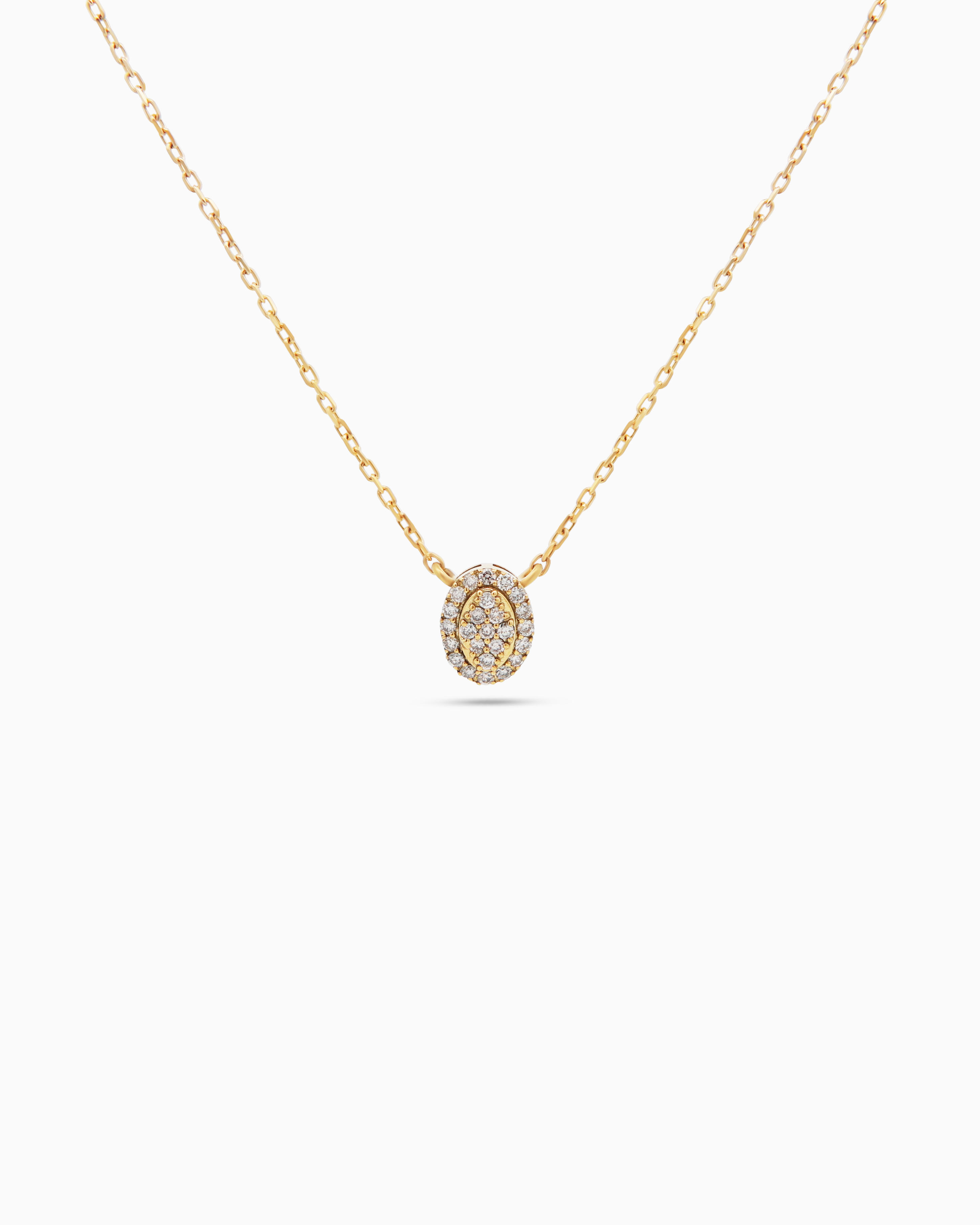 18K Yellow Gold Round Diamond Pendant Necklace – 0.10ct.