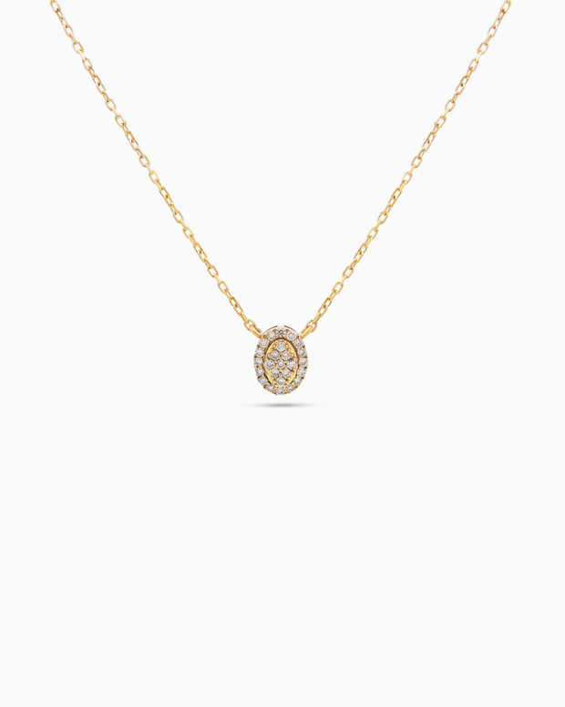 18K Yellow Gold Round Diamond Pendant Necklace – 0.10ct.