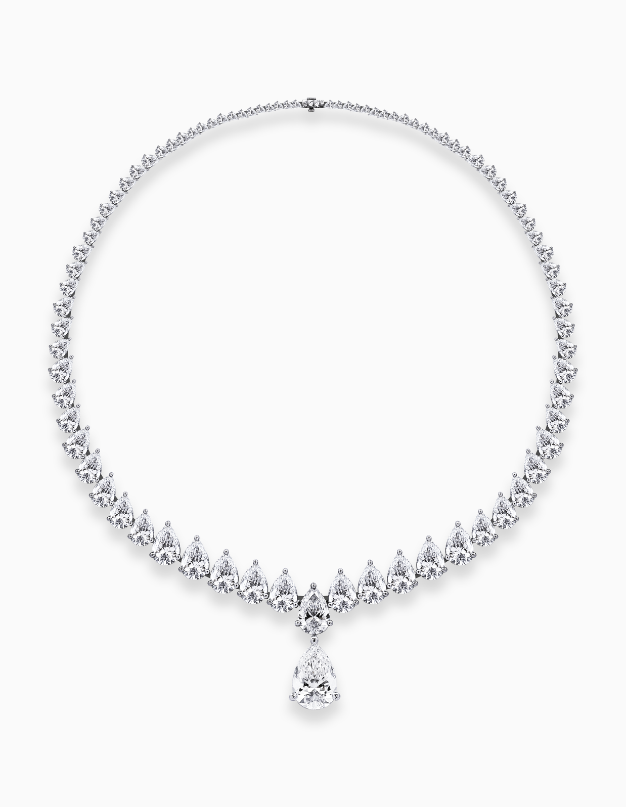 18K White Gold Pear Drop Lab-Grown Diamond Necklace – 25.80ct.