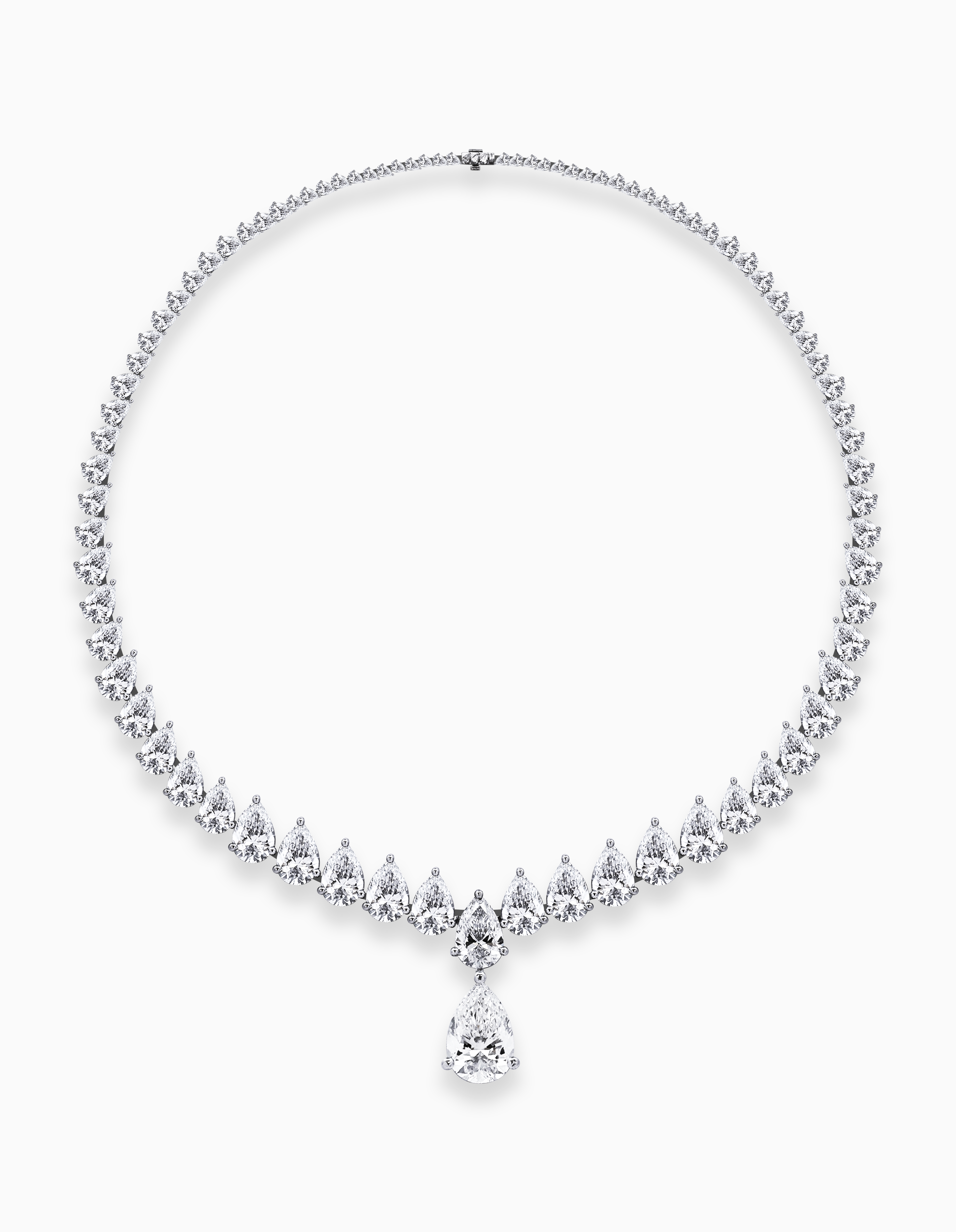 18K White Gold Pear Drop Lab-Grown Diamond Necklace – 25.80ct.