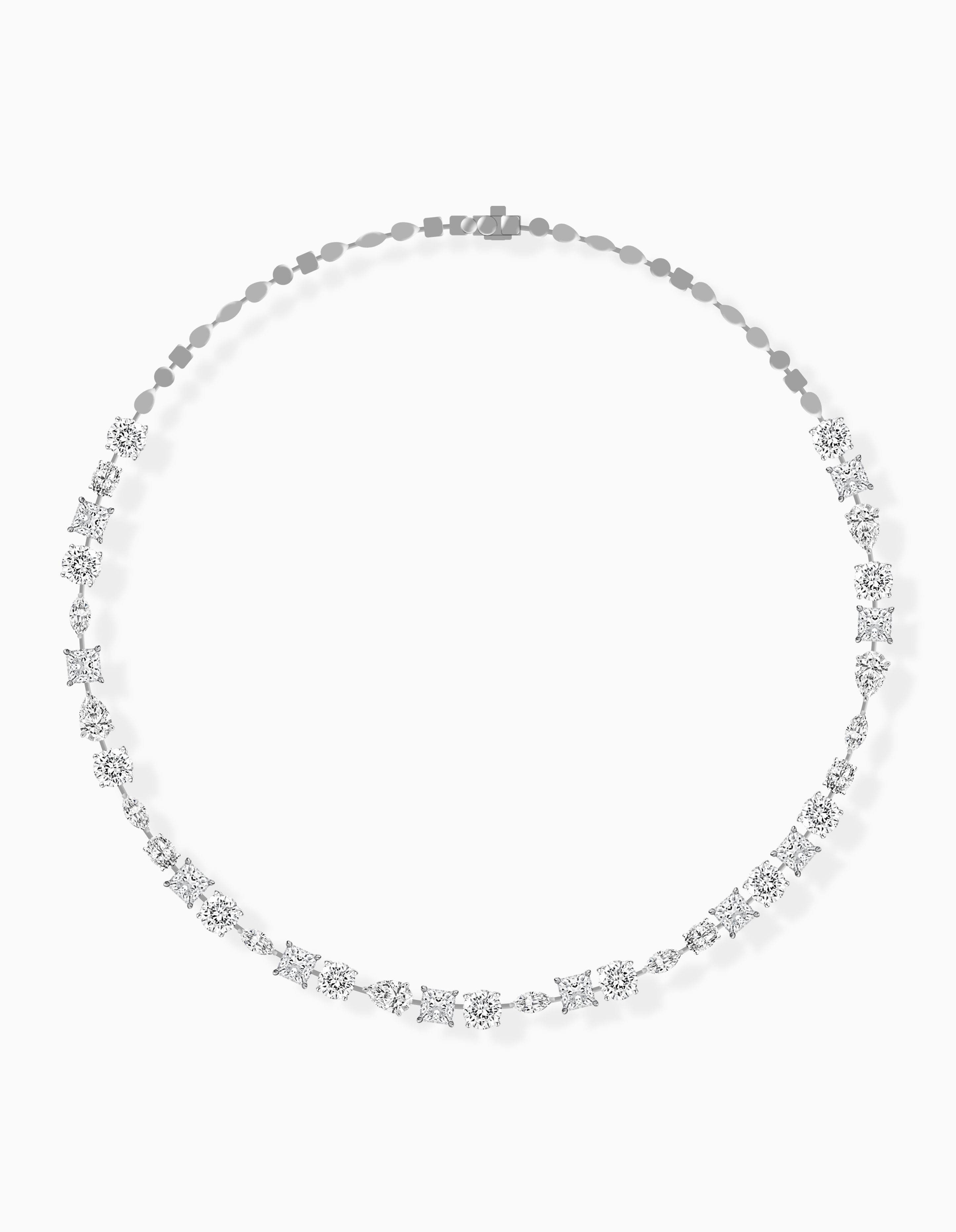 18K White Gold Multi-Shape Lab-Grown Diamond Necklace – 16.90ct.