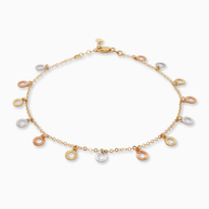 18K Tri-Color Gold Anklet