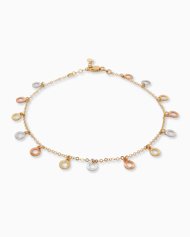 18K Tri-Color Gold Anklet