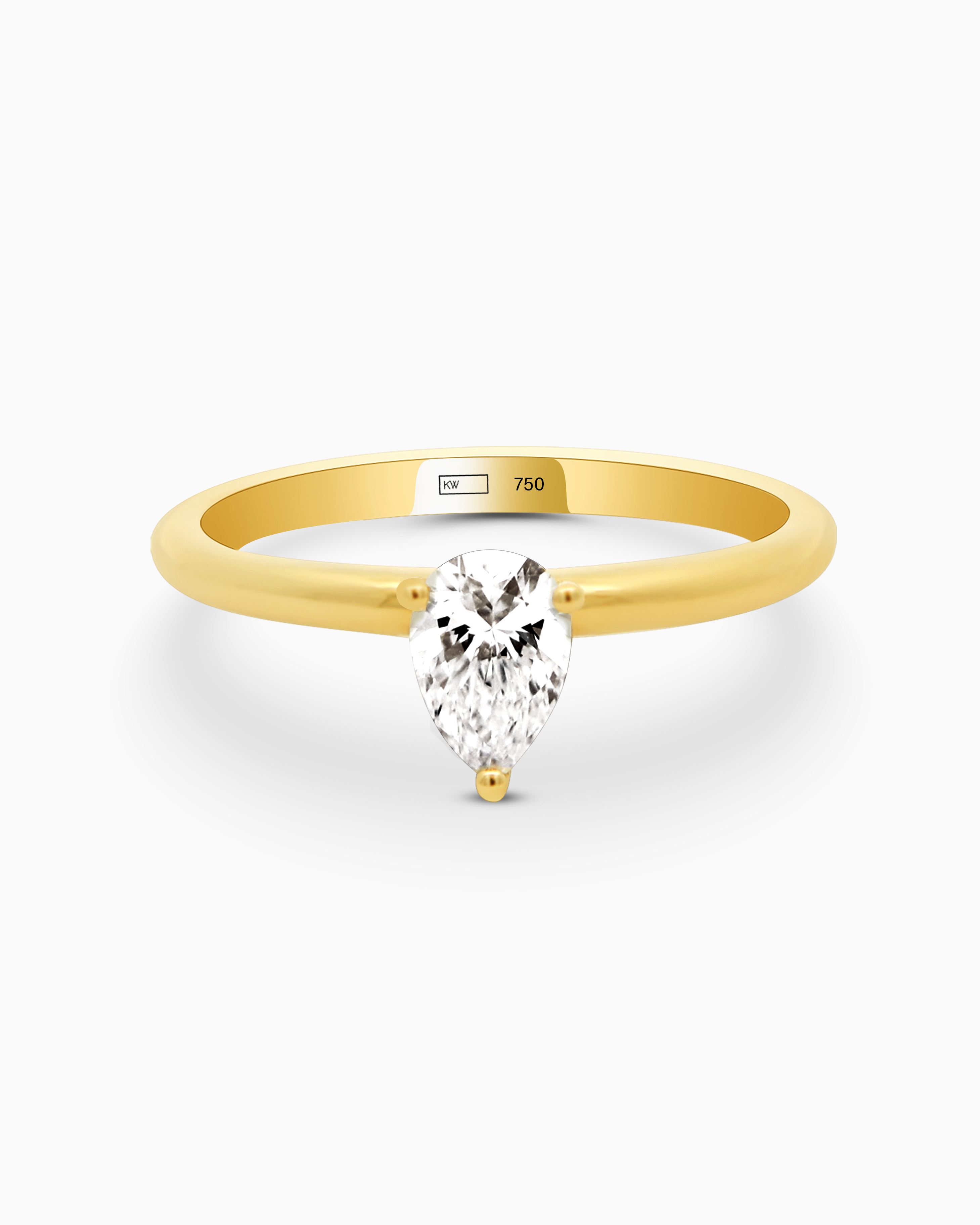 18K Yellow Gold Pear Lab-Grown Diamond Ring – 0.50ct.