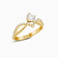 18K Yellow Gold Round Lab-Grown Diamond Bypass Ring – 0.60ct.
