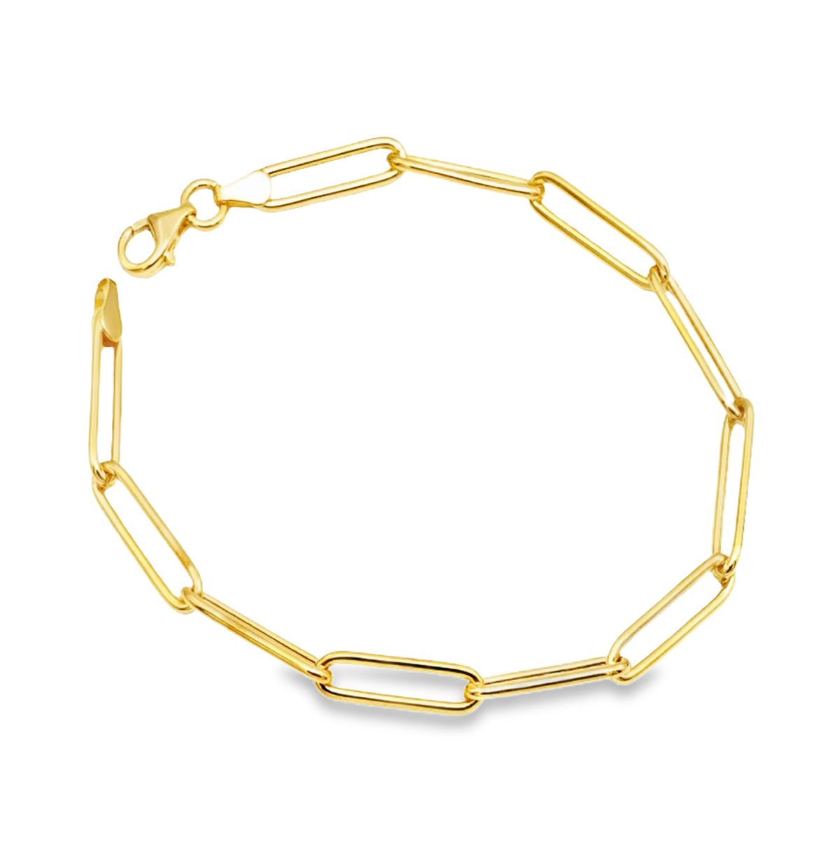 Modern Yellow Gold Paperclip Link Bracelet – Elongated Cable Chain