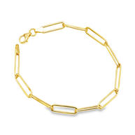Modern Yellow Gold Paperclip Link Bracelet – Elongated Cable Chain