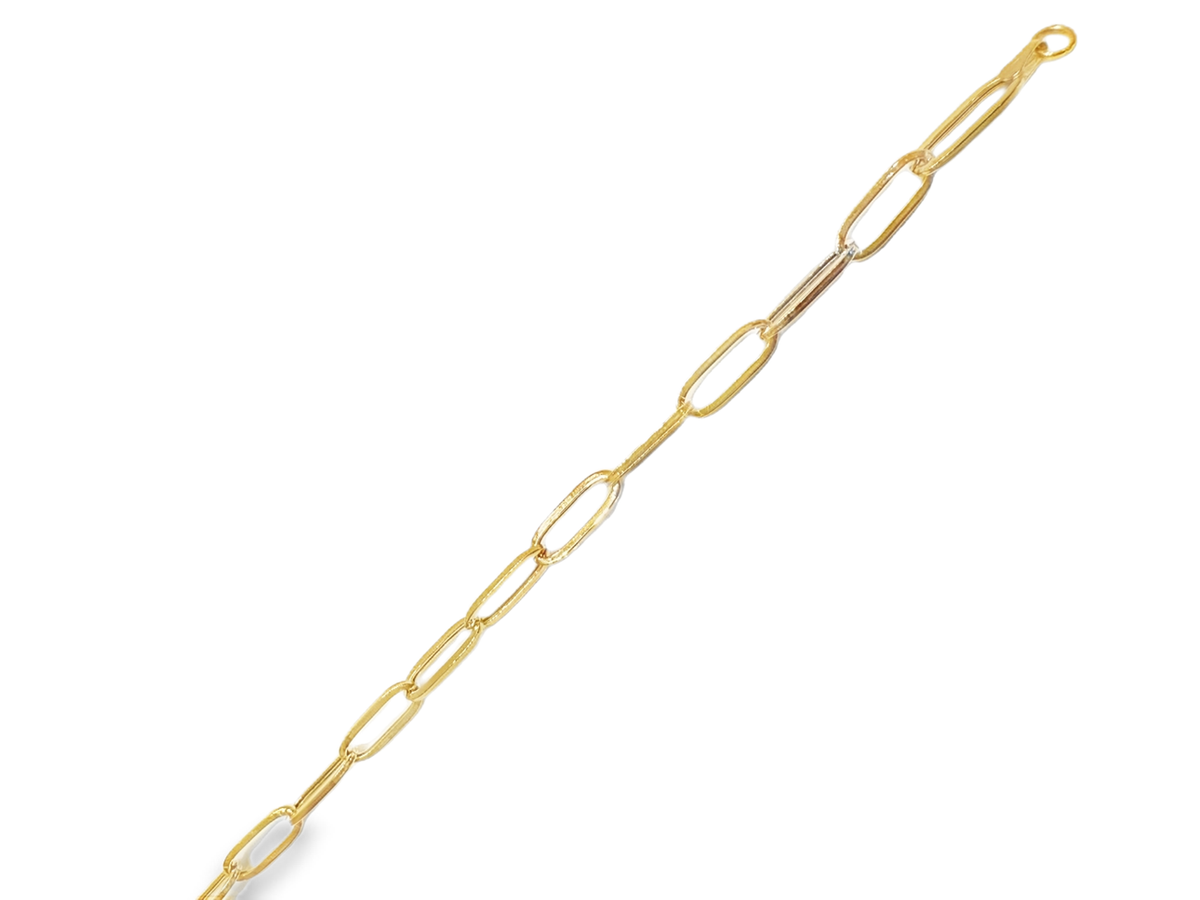 Modern Yellow Gold Paperclip Link Bracelet – Elongated Cable Chain