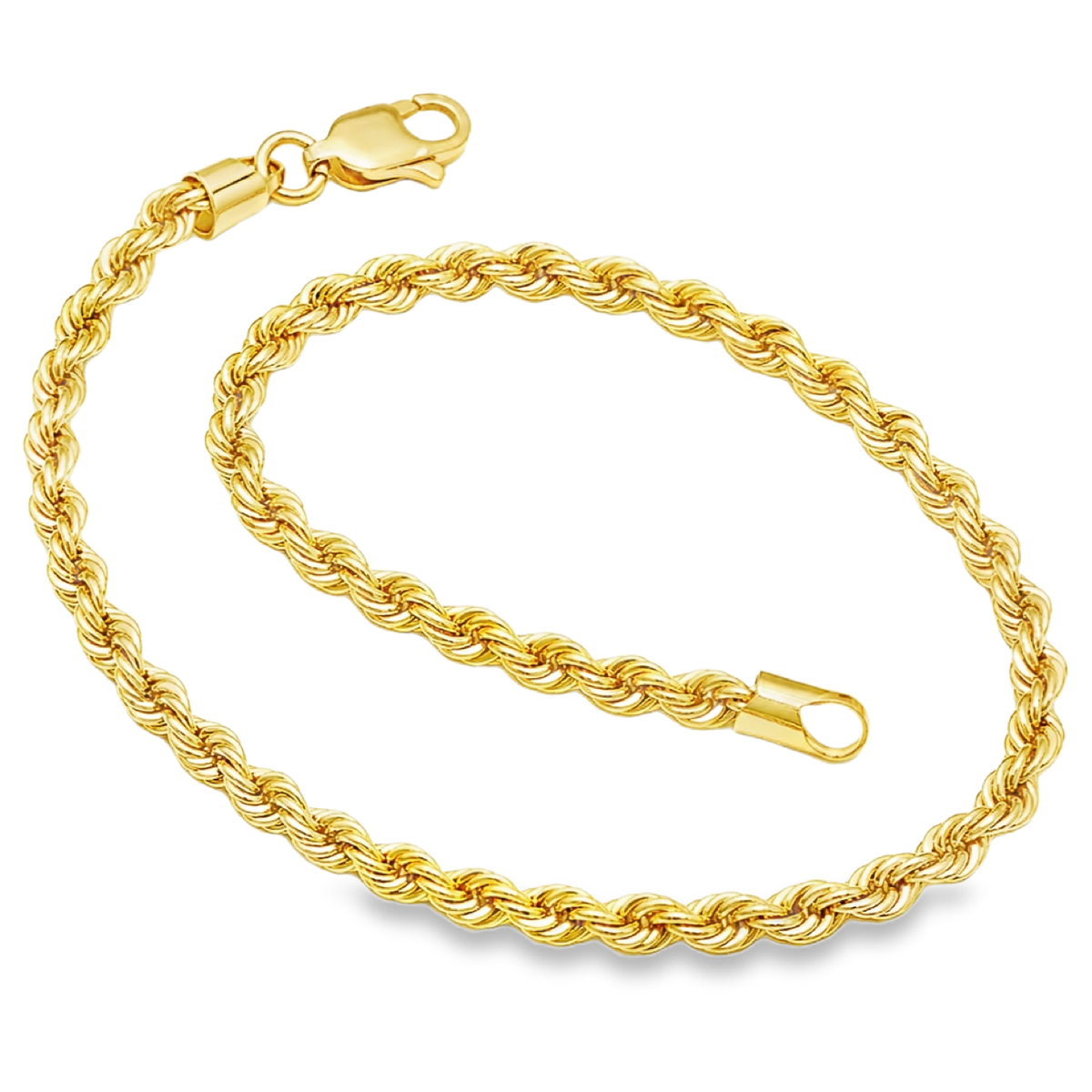 The Riviera Yellow Gold Twisted Rope Chain Bracelet