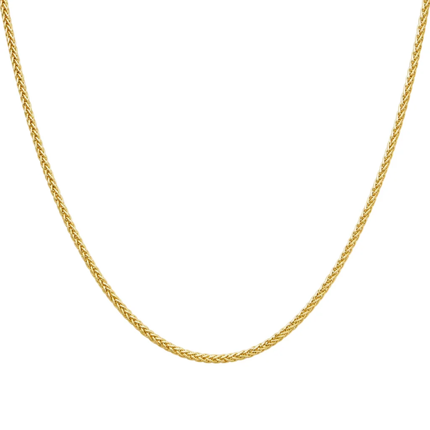 Delicate Woven Yellow Gold Wheat Chain Necklace