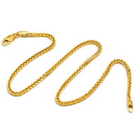 Delicate Woven Yellow Gold Wheat Chain Necklace