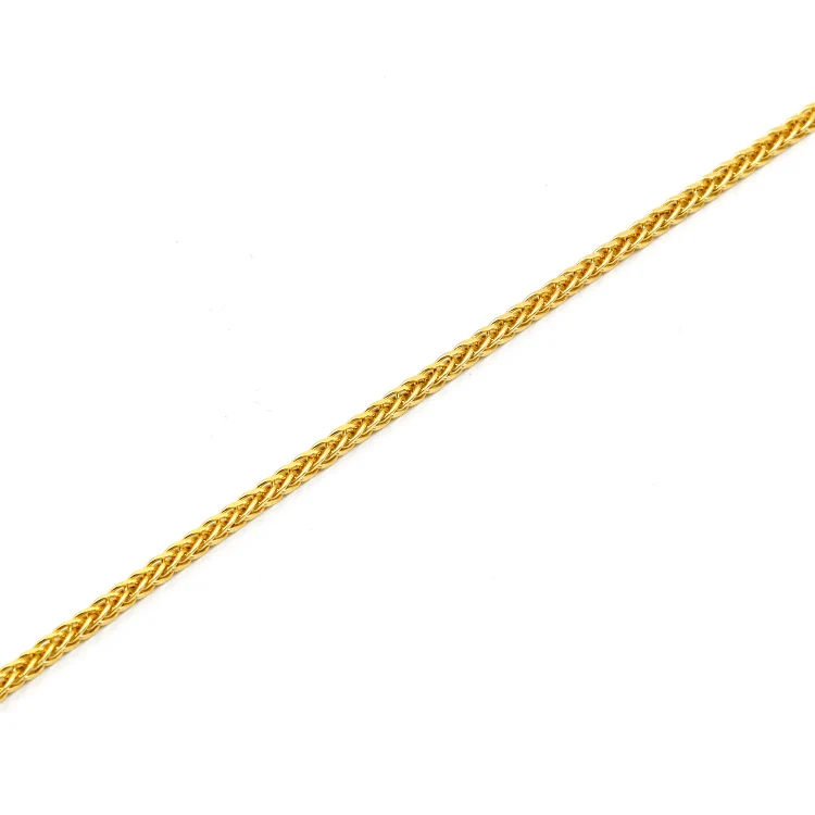 Delicate Woven Yellow Gold Wheat Chain Necklace