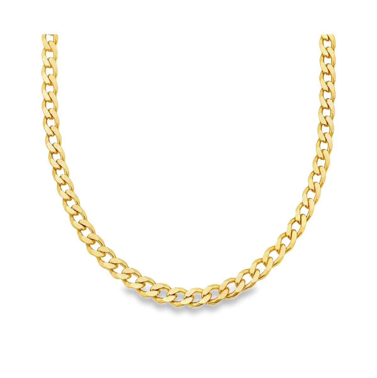 Polished Beveled Yellow Gold Curb Link Chain