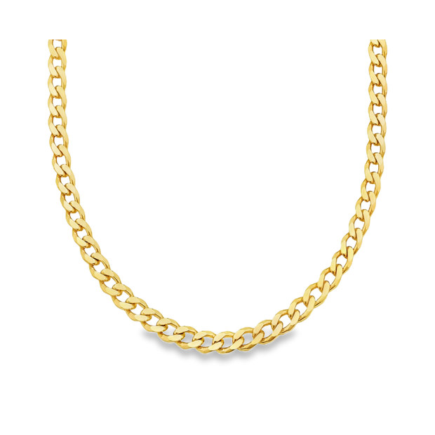 Polished Beveled Yellow Gold Curb Link Chain