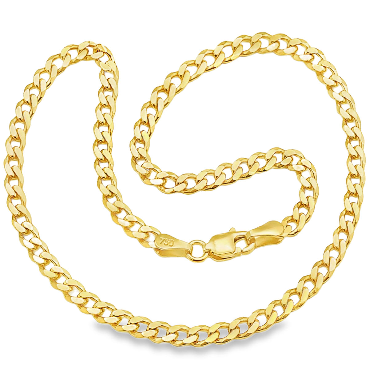 Polished Beveled Yellow Gold Curb Link Chain