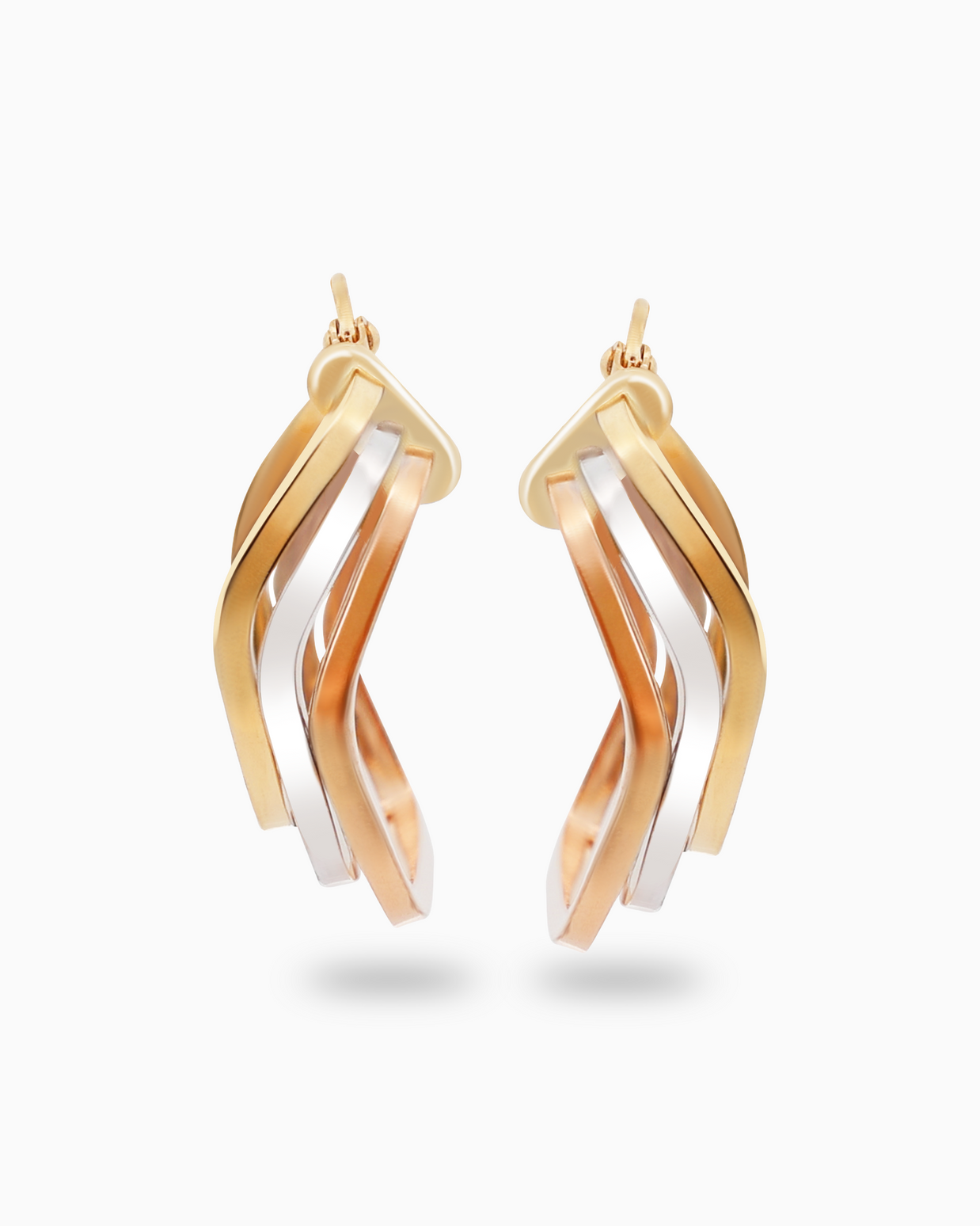 18K Tri-Color Gold Earrings