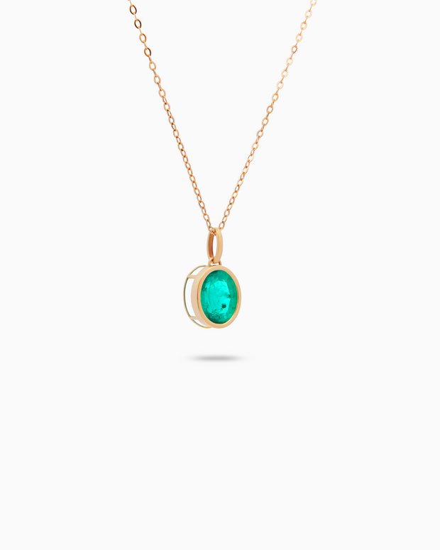18K Yellow Gold Lab-Grown Emerald Pendant – 4.20ct.