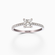 18K White Gold Round & Princess Lab-Grown Diamond Ring – 0.60ct.