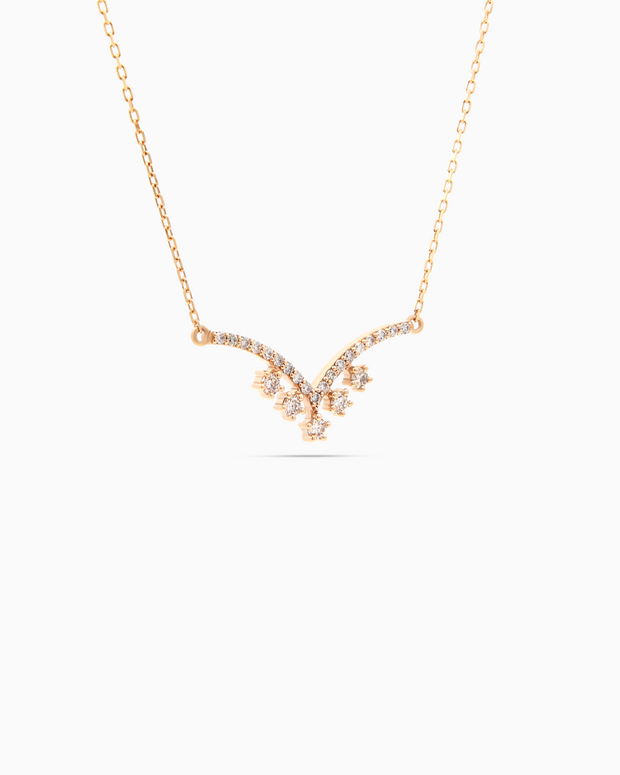 18K Gold 24-Stone Diamond Pendant Necklace – 0.30ct.
