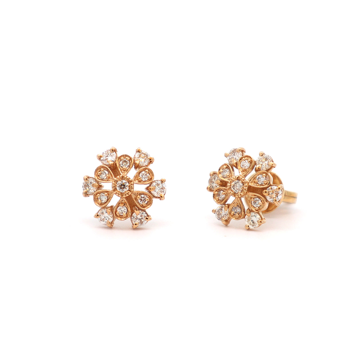 18K Yellow Gold Round Diamond Stud Earrings – 0.40ct.