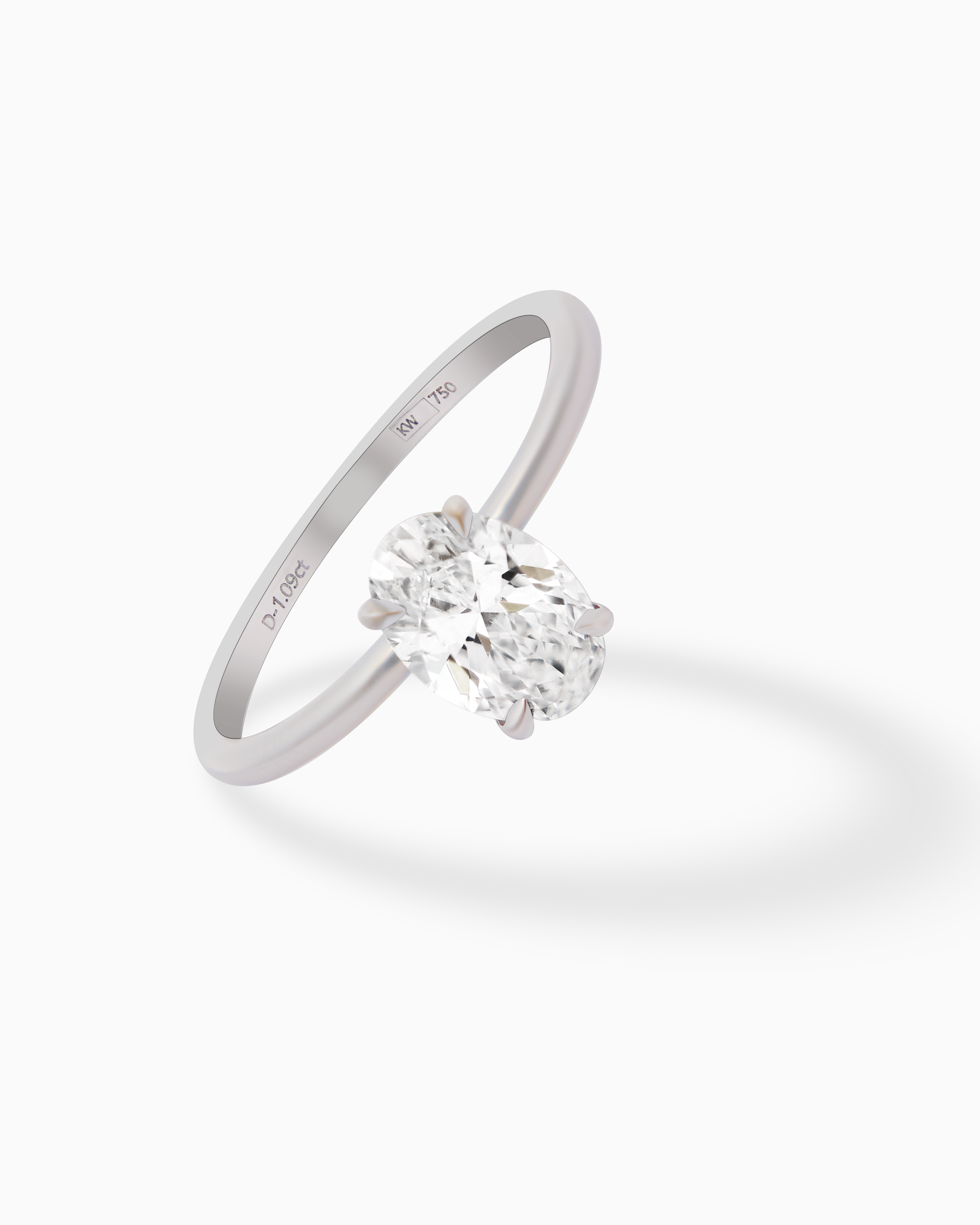 18K White Gold Oval Lab-Grown Diamond Ring – 1.00ct.