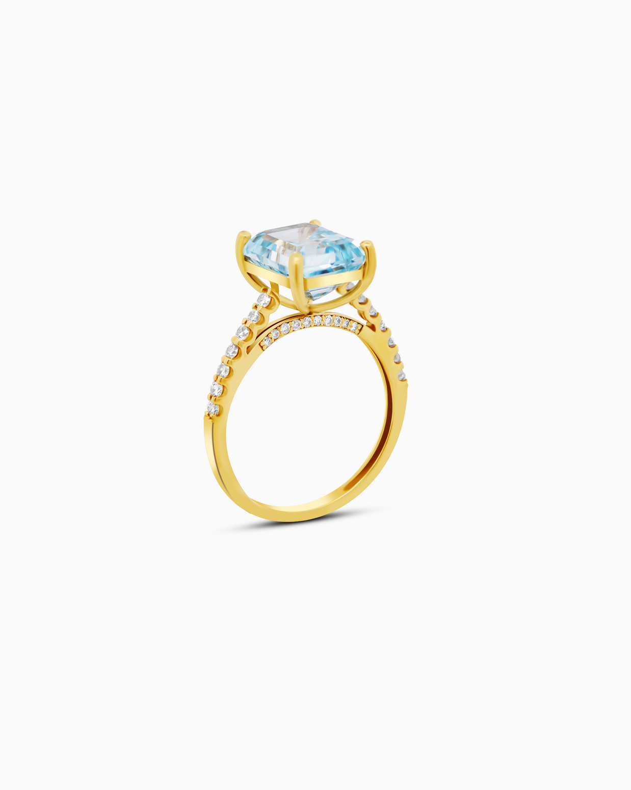 5.10 CT Emerald Cut Lab Grown Sapphire Ring – 18K Yellow Gold