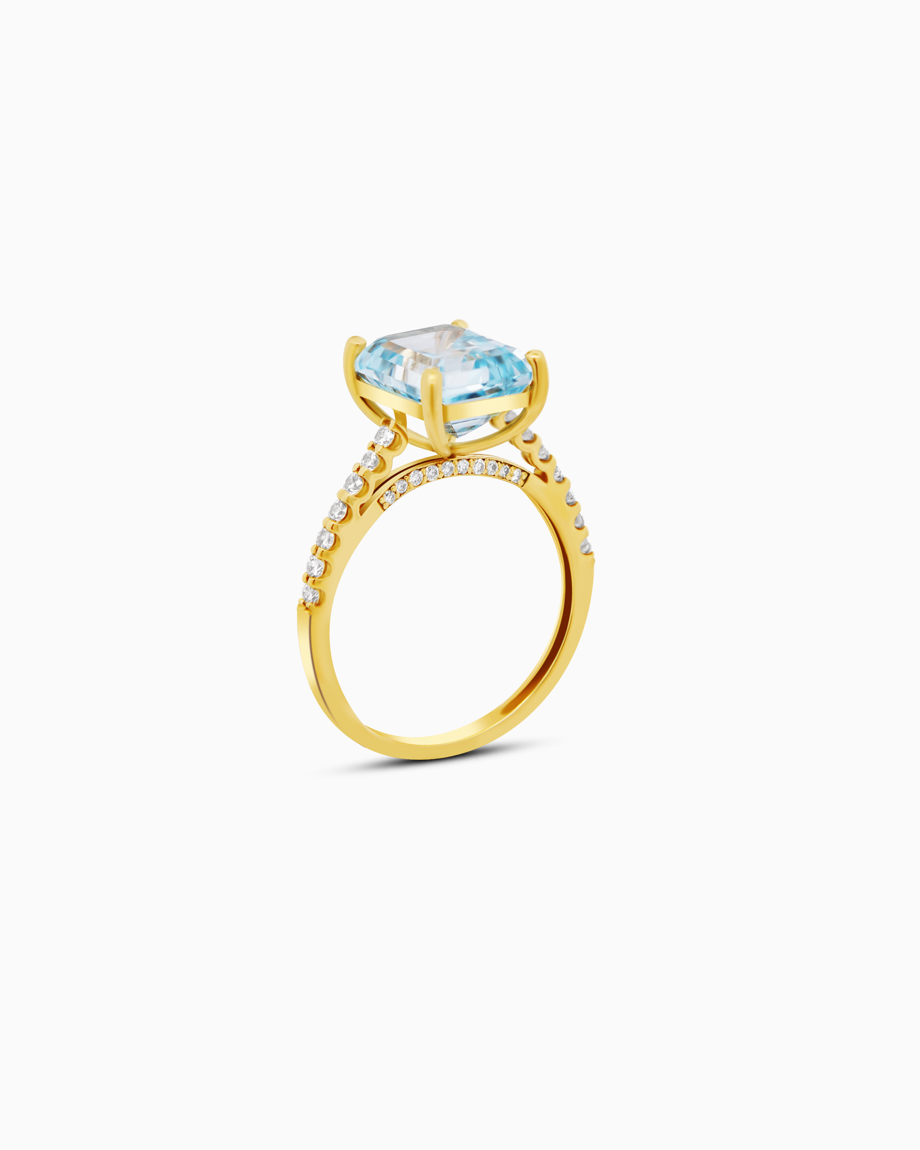 5.10 CT Emerald Cut Lab Grown Sapphire Ring – 18K Yellow Gold
