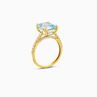 5.10 CT Emerald Cut Lab Grown Sapphire Ring – 18K Yellow Gold