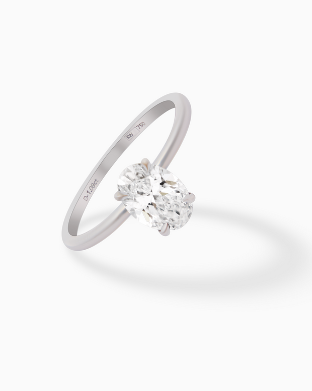 18K White Gold Oval Lab-Grown Diamond Ring – 1.00ct.