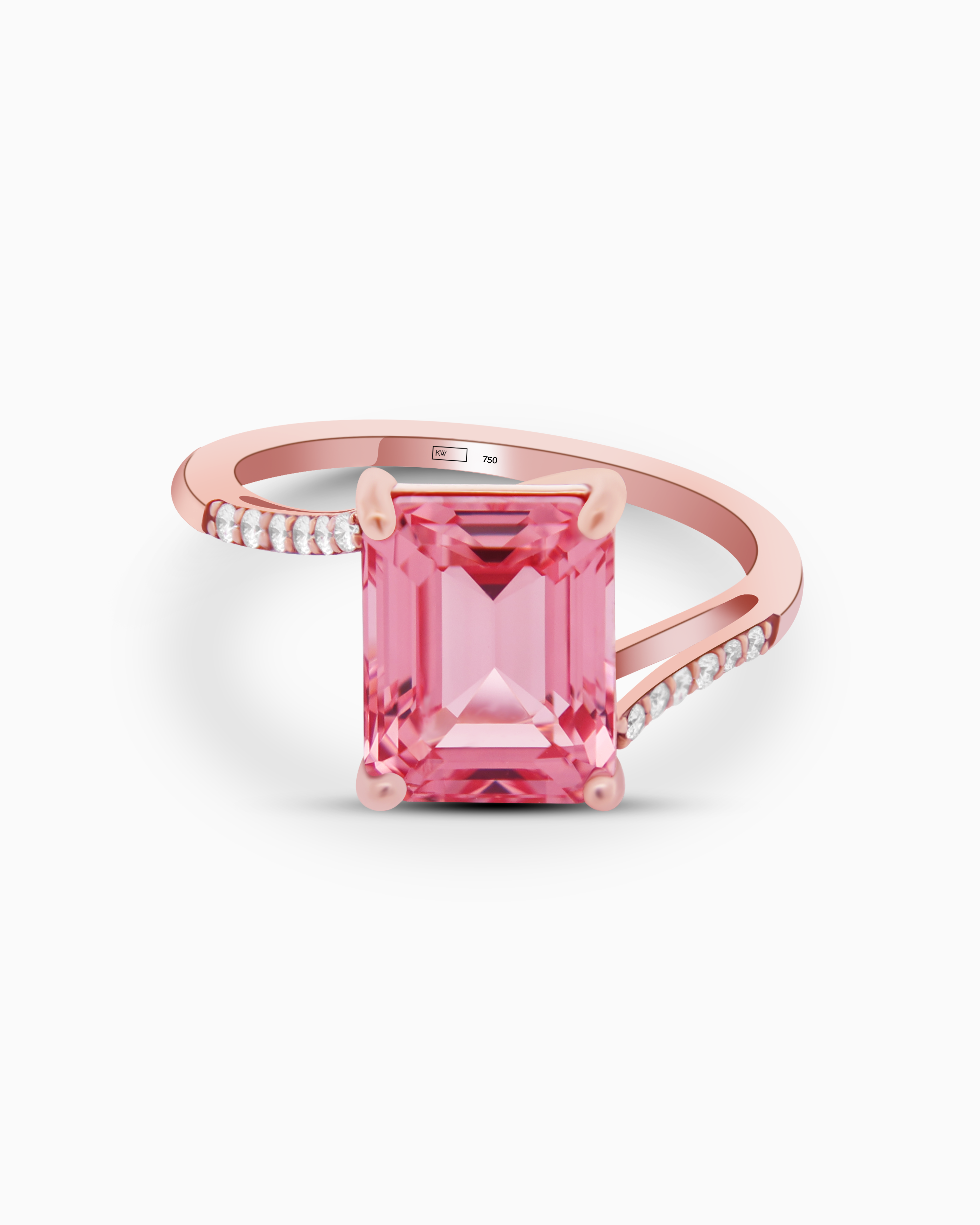 Rose Mirror Blue Sapphire Ring (Emerald Cut)