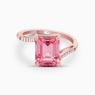 Rose Mirror Blue Sapphire Ring (Emerald Cut)