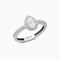 18K White Gold Pear Halo Lab-Grown Diamond Ring – 0.70ct.