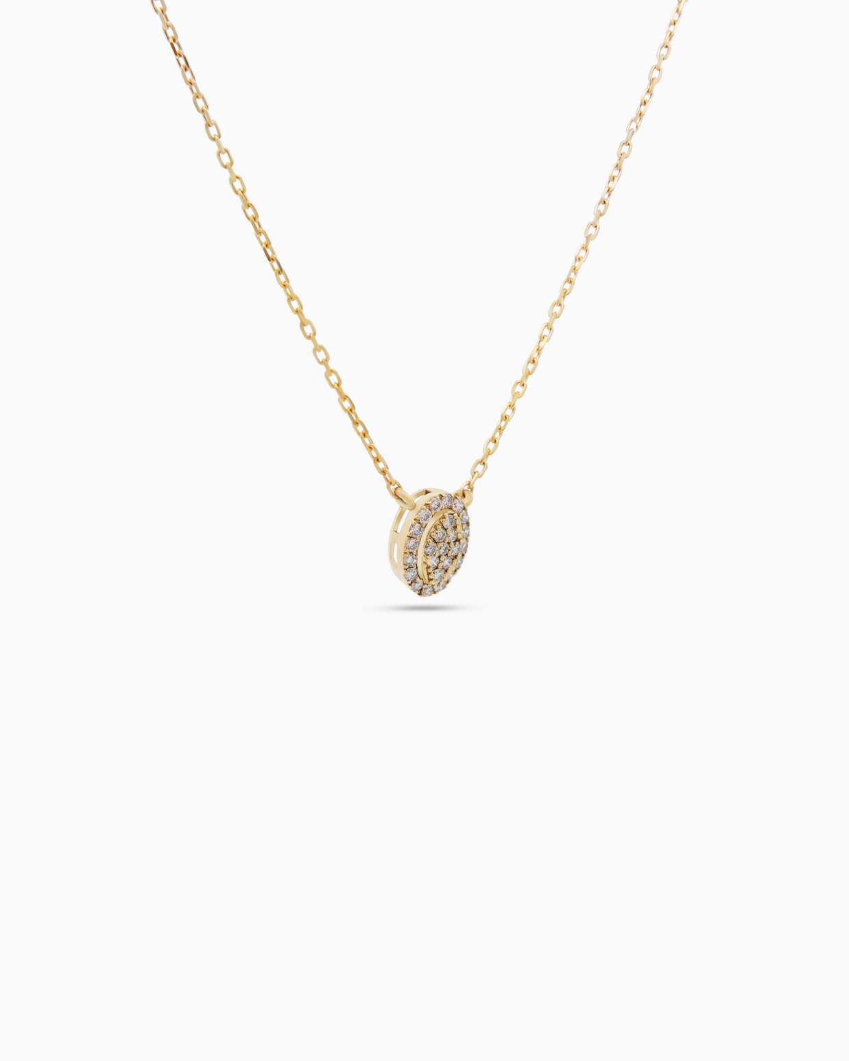 18K Yellow Gold Round Diamond Pendant Necklace – 0.10ct.