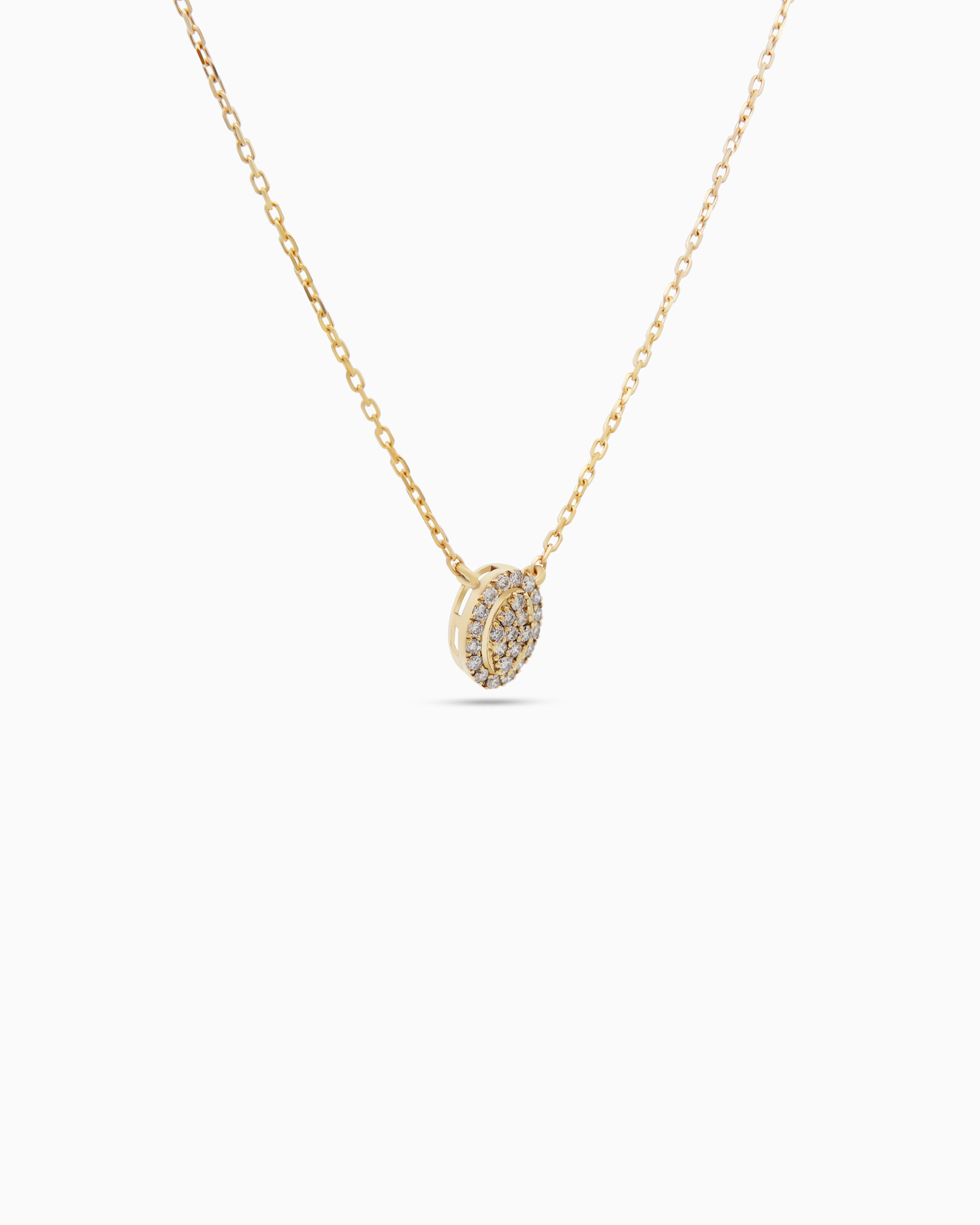 18K Yellow Gold Round Diamond Pendant Necklace – 0.10ct.